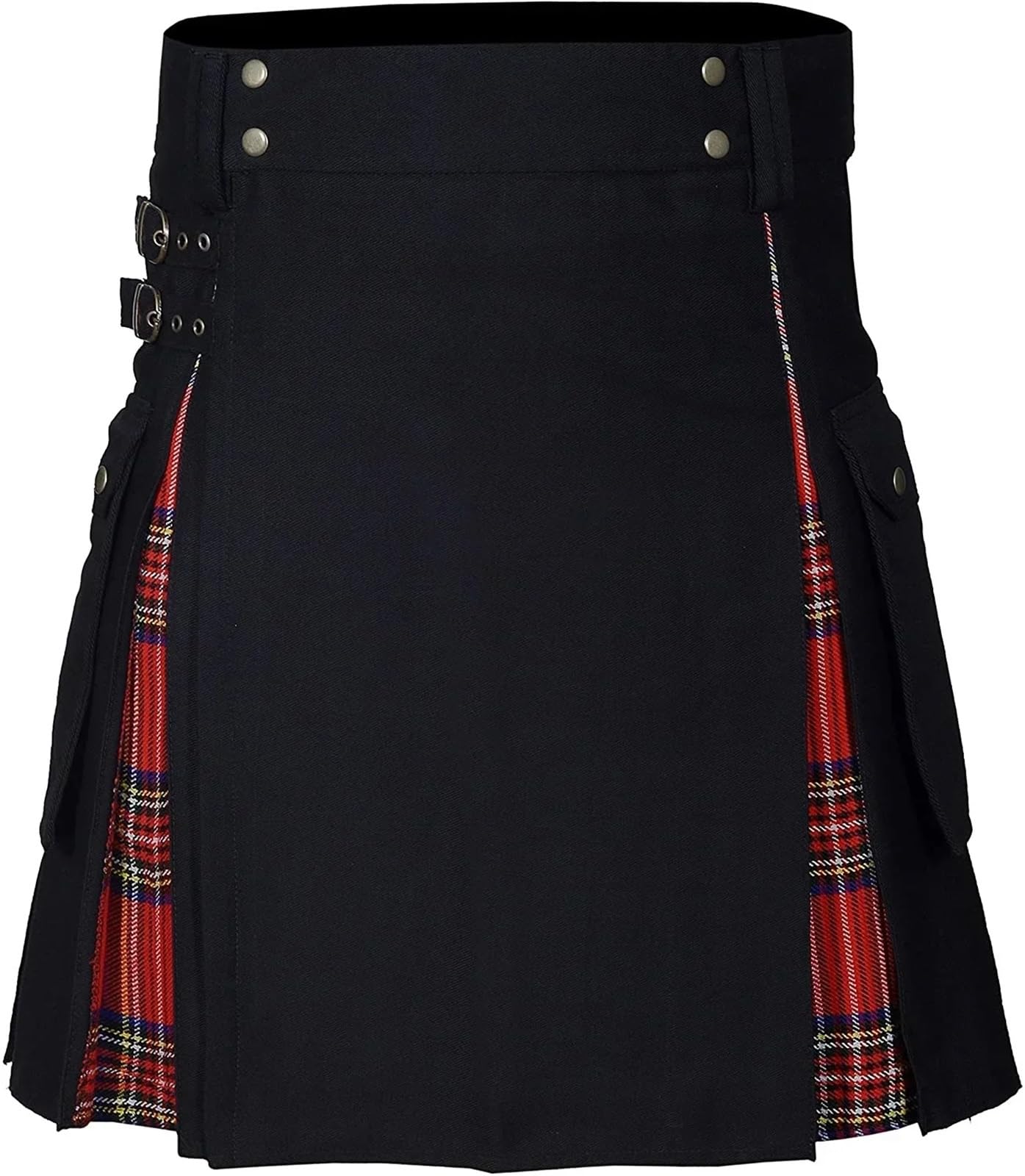Kilt Traditionnel Écossais en Tissu Plissé Premium Rouge et Noir pour Homme