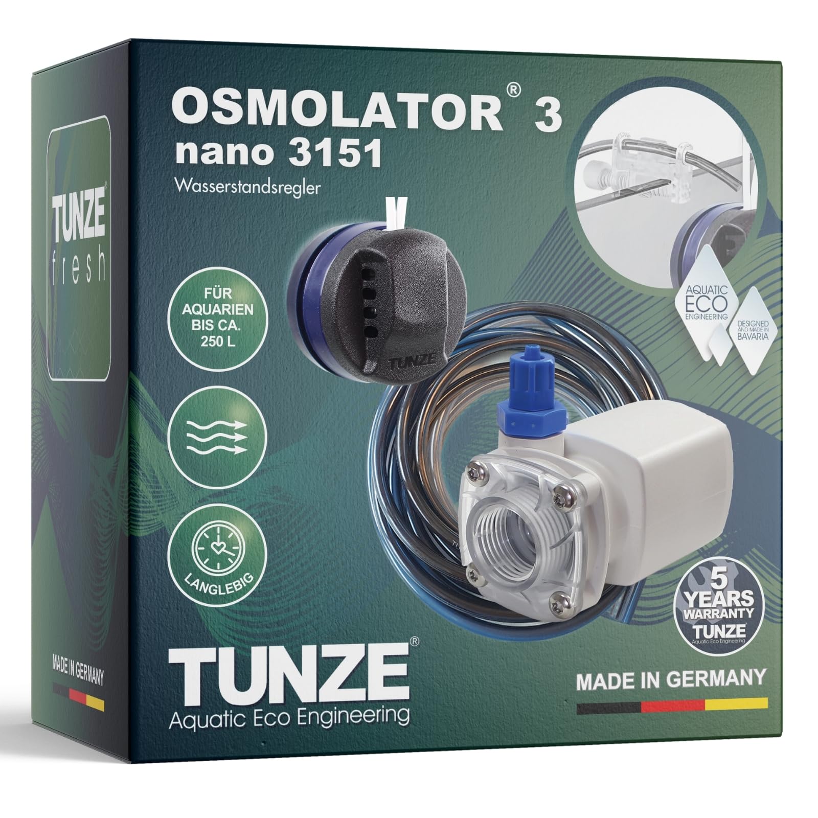 Tunze Osmolator 3 Nano I Wasserstandsregler für Nano- & Kleine Aquarien (BIS zu 250l) I Wasserpegelregler mit Zeitüberwachung für Salzwasseraquarien I Water Level Sensor mit Magnethalterung