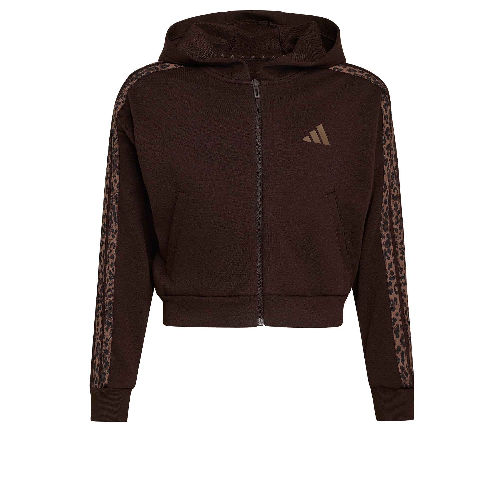 adidas Girl's Seasonals Animal Full Zip Hoodie Sweatshirt, Aurora Coffee/MULTICOLOR/earth strata, 11-12 Years