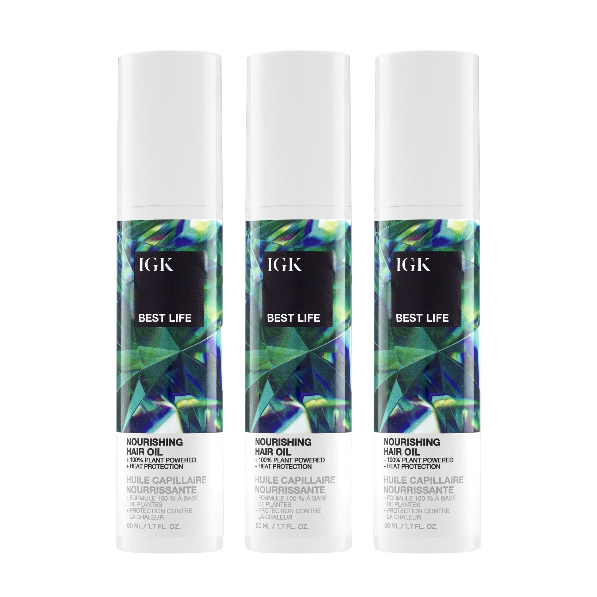IGK Best Life Dream Hair Oil 3 pack – 100% Plant-Based Nourishing Oil with Baobab, Marula & Maqui Berry – Frizz Control, Heat Protection & Shine – Vegan & Cruelty-Free
