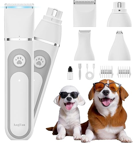 Kit de aseo para perros con herramientas 4 en 1, recortador de patas de perro inalámbrico y resistente al agua IPX7 y molinillo de uñas para perros,