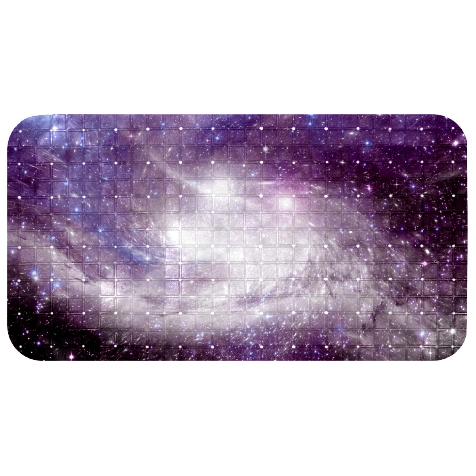 Alfombrilla de baño antideslizante con ventosas de 14,7x26,9" y diseño espacial de galaxia