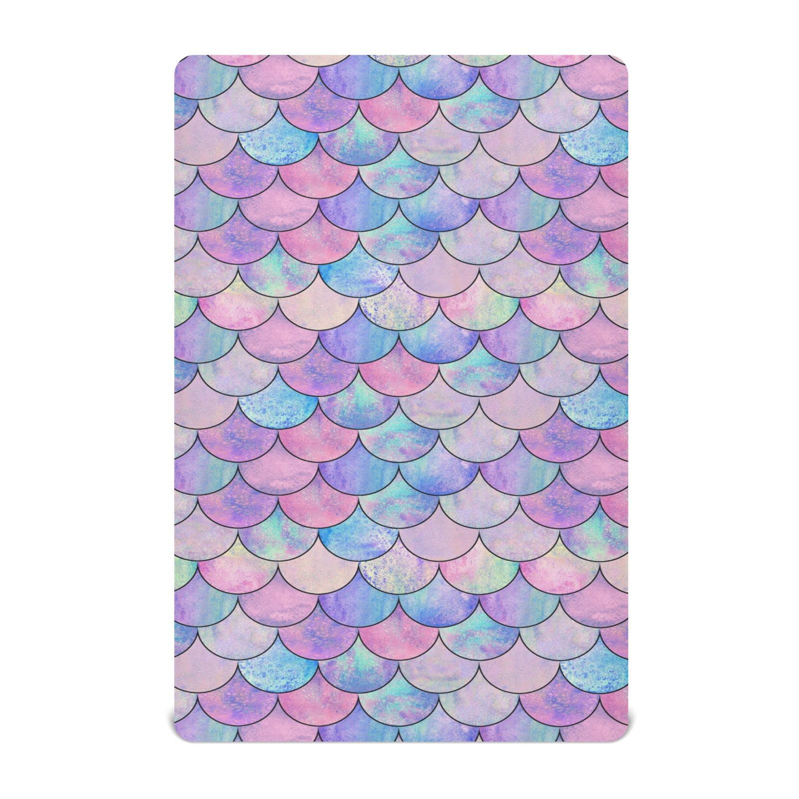 Mermaid Fish Scale Crib Sheets for Boys Girls Pack and Play Sheets Super Soft Mini Crib Sheets Fitted Crib Sheet for Standard Crib and Toddler Mattresses Baby Crib Sheets for Girls Boys, 52x28IN