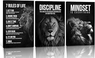 3 Pcs Lion Inspirational Quotes Wall Art 7 Rules of Life Poster Wall Decor Pictures Office inspiration Canvas Posters Prints for Home Office gym study workplace Decoration 12x16 in Unframe