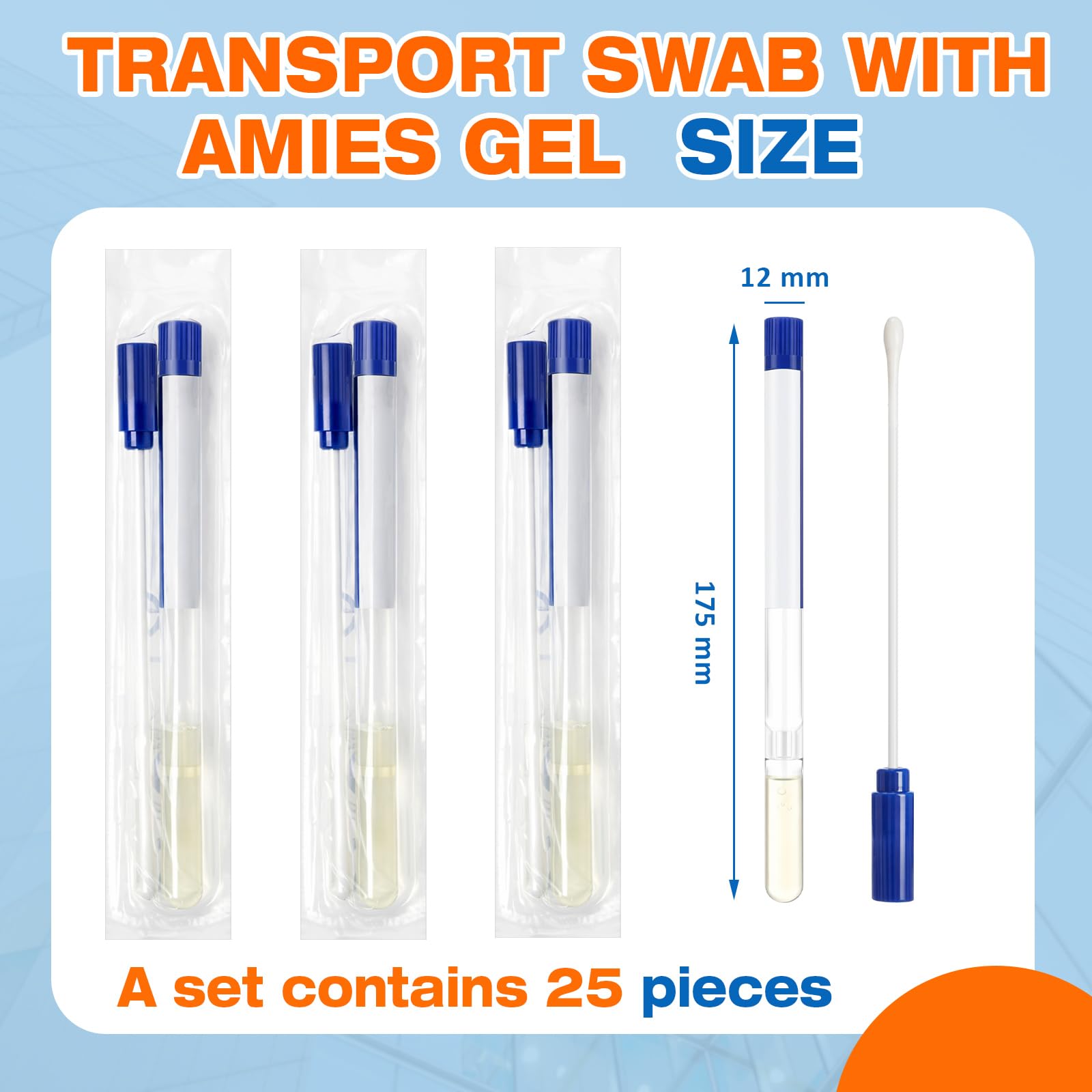 TrelaCo 25 Pcs Transport Swab with Preservation Gel, Plastic Shaft with Rayon Tip for Sample Collection and Recovery — Amazon image 2