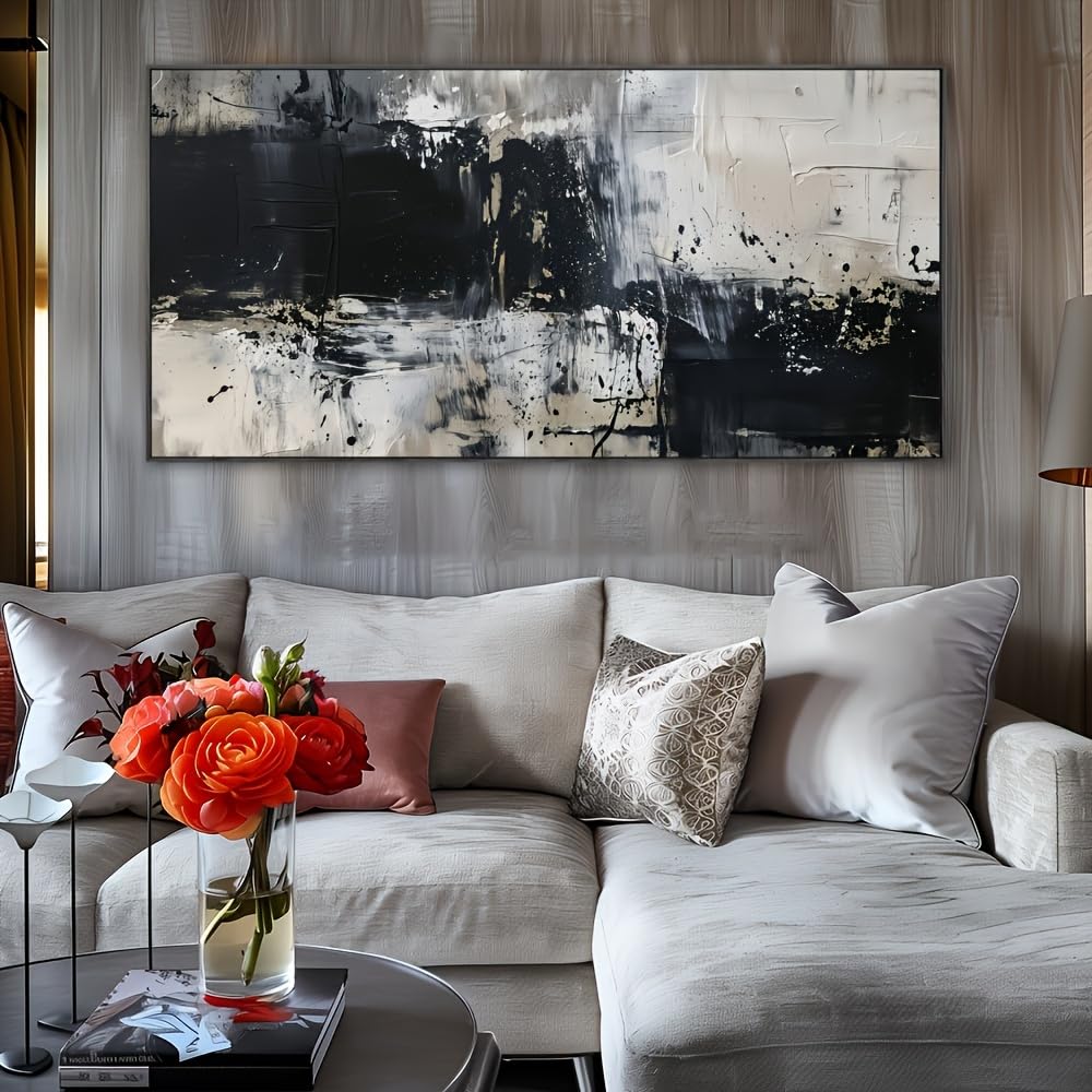 IHHGNB Abstract Canvas Mural, Black And Gray Wall Decoration, Modern Art, Living Room Bedroom Home Office Canvas Prints(30x60cm(12x24in)/No frame)