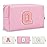 Personalized Initial A-Z Preppy Patch Makeup Bag,Small PU Leather Chenille Letter Cosmetic Bag with Zipper for Teen Girls,Pink Cute Travel Toiletry Bag,Birthday Monogrammed Gift for Daughter,Letter Q