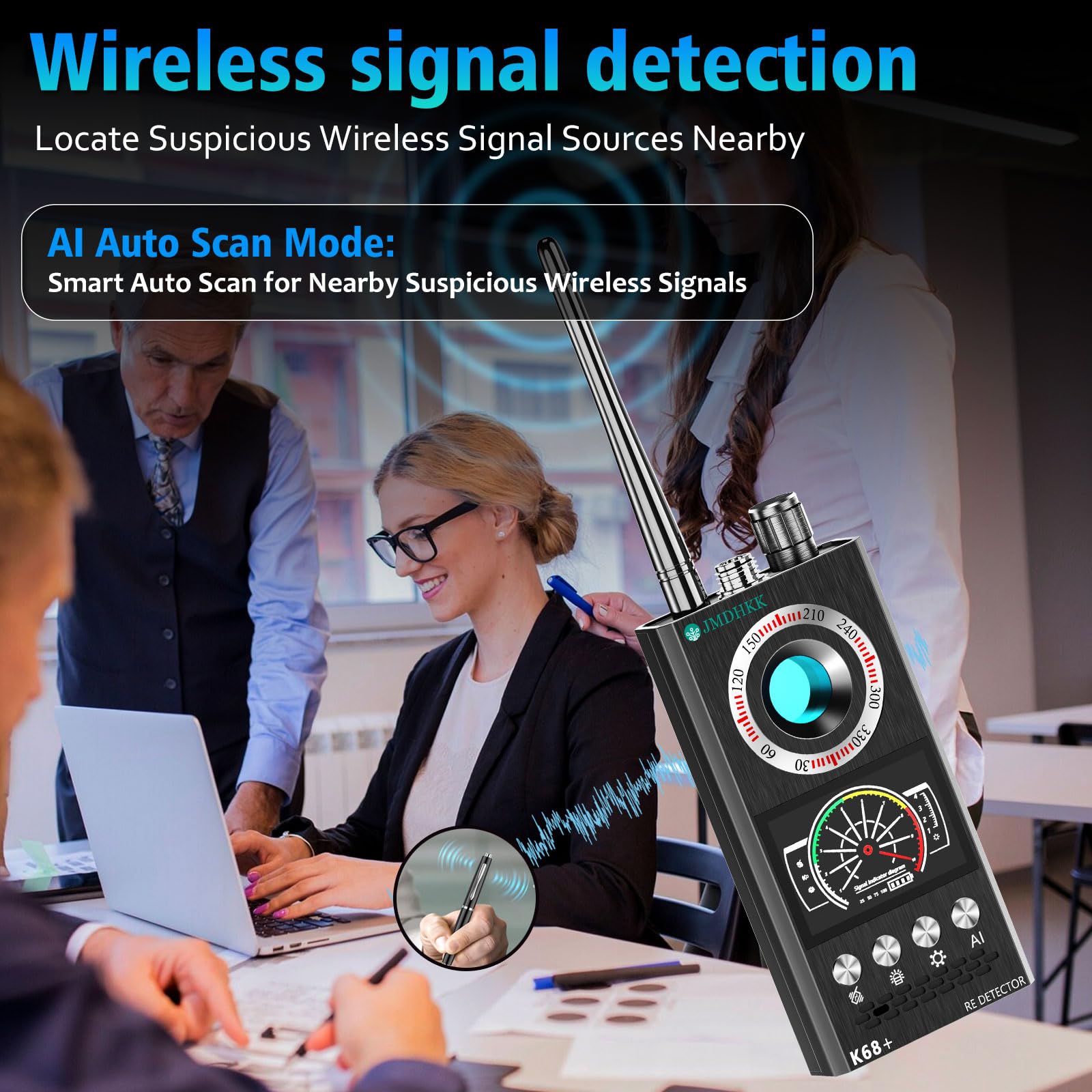 JMDHKK Smart Alarm, Multifunktions-Sicherheitsgerät mit Lichtsensor, Vibration und Warnlicht für Camping, Hotelsicherheit und Schutz der Privatsphäre (Grau)