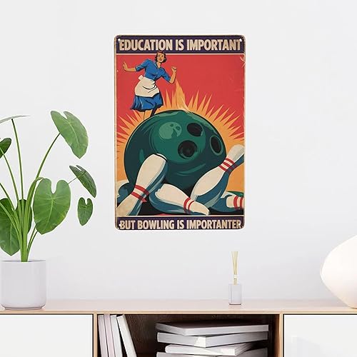 Miniatura 2 de Letrero de lata de humor de bolos, 8 x 12 pulgadas, arte de pared de metal retro para sala de callejón, cueva de hombre y decoración de dormitorio