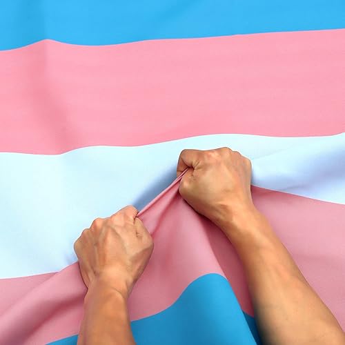 Anley Rip-Proof Double Sided 3-Ply Transgender Flag 3x5 Foot - Vivid Color, Canvas Header and Wrinkle Resistant - The Strongest, Longest Lasting LGBT Pride Month Parade Flags 3 X 5 Ft - Rip-Proof Fabric