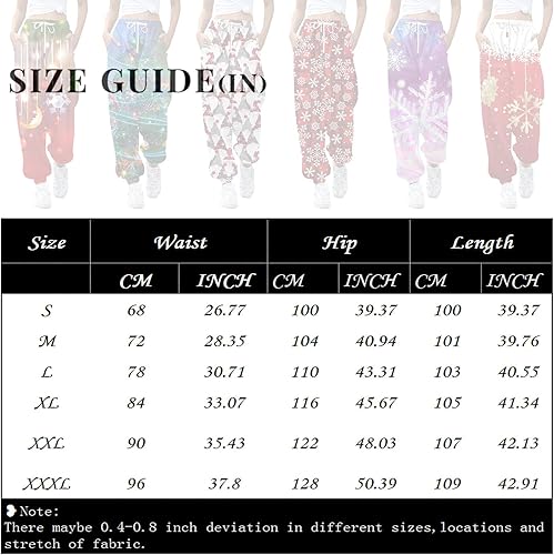 Miniatura 4 de Pijama cónico de Navidad para mujer, cónico, clásico, delgado, con bolsillos, estampado de cintura alta, pantalones deportivos cómodos