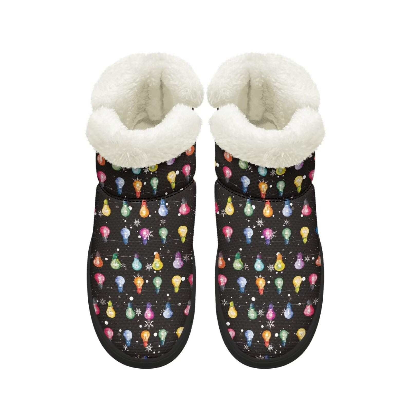 Womens Wide Toe Box Mid-Calf Snow Boots Non-Slip Furry Faux Winter Ankle Boots Slip on Hands Free Booties