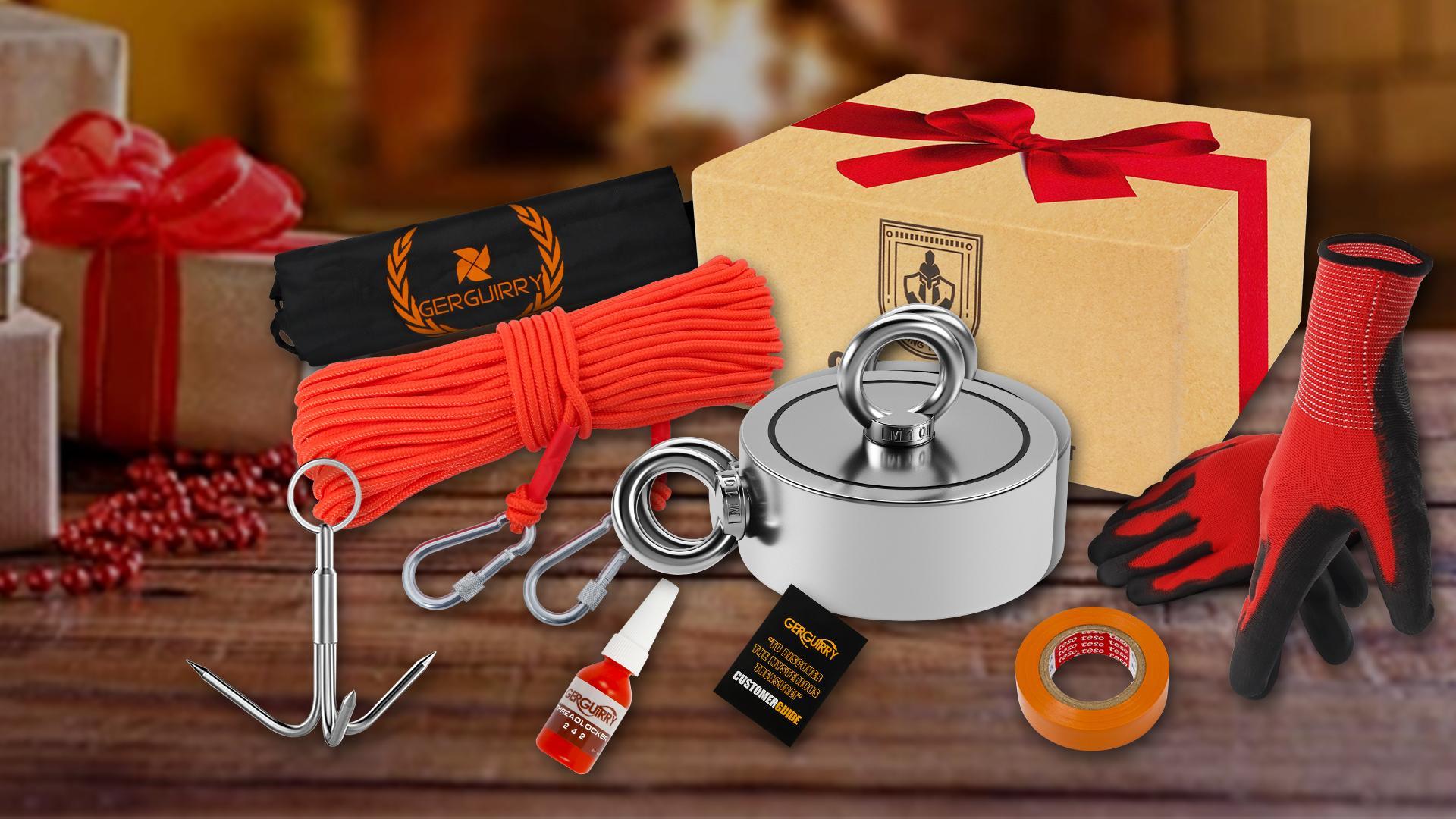 Gerguirry 1225 LBS Fishing Magnet Kit with 100ft Rope, Double