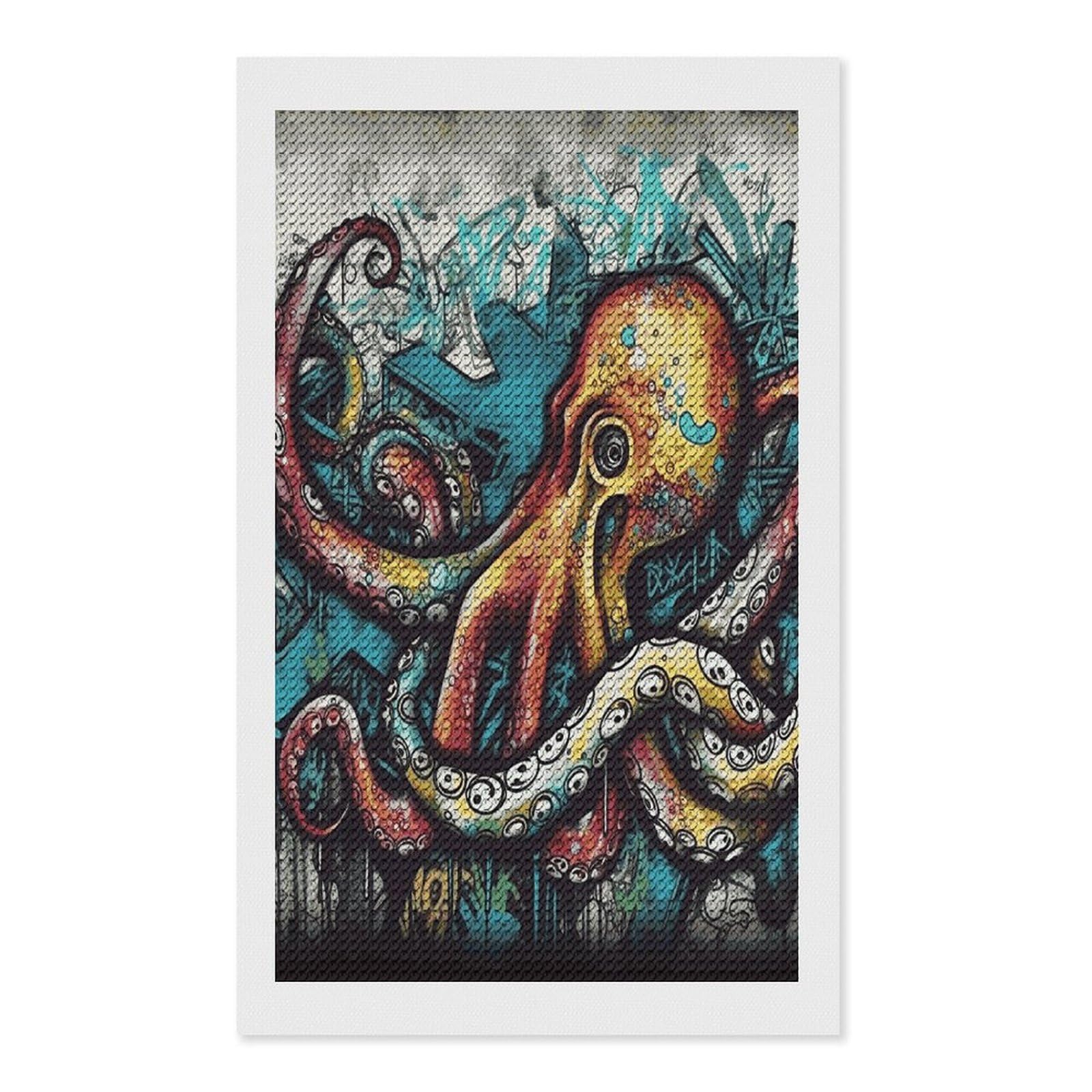 FekiLoot Color Graffiti Octopus Diamond Art Kits for Adults Diamond Painting Kits for Beginners DIY Diamond Art Kits Round Full Drill Diamond Dot Gem Painting for Home Wall Decor Gift 12"x20"