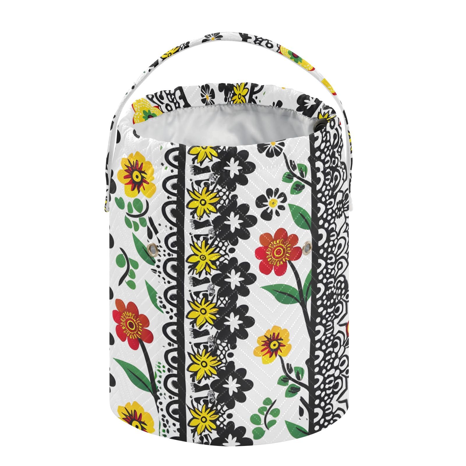 Yarn Storage Bag Small Crochet Bag Knitting Bag Organizer Flower Black White Yarn Bags for Crocheting Basket