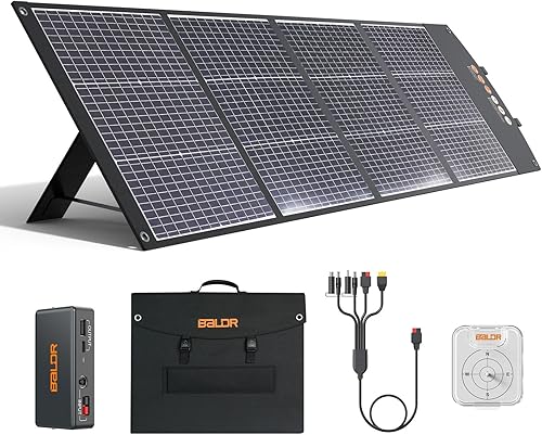 BALDR Paneles solares monocristalinos de 200 W, cargador solar plegable portátil para generadores solares y centrales eléctricas portátiles, kit de