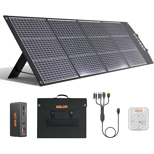 BALDR Solar Panels 200W Monocrystalline Portable Folding Solar Charger for Solar Generators and Portable Power Stations，Solar Panel Kit for Camping, Off Grid Living