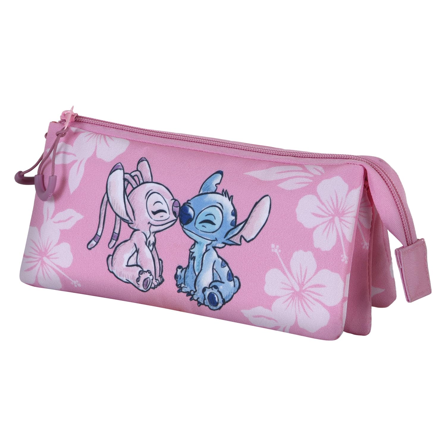 Lilo y Stitch Pink-Estuche Portatodo Triple, Rosa, 23 x 11 cm