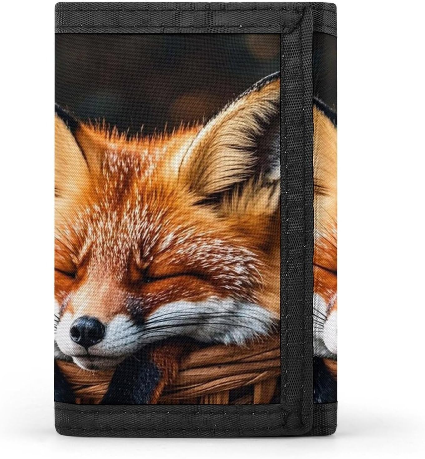 Funny Fox Creature Sleeping Trifold Wallet for Men, Extra Capacity Money Clip