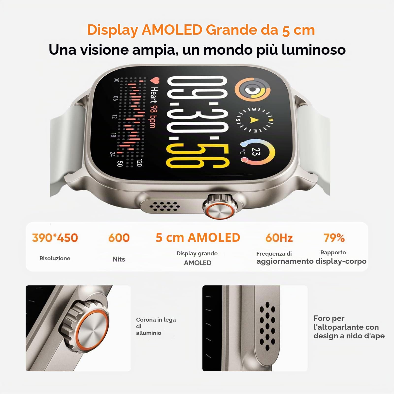 realme Watch 5 Smartwatch con Batteria da 20 Giorni, Orologio Intelligente con GPS, 108 Modalità Sportive, Monitoraggio della Salute, Chiamate Bluetooth, IP68/NFC, Argento