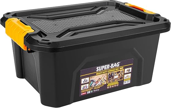 Super Bag 12 L Kapaklı Saklama Kutusu, Plastik Depolama ve Düzenleme Kutusu, Kilitlenebilir Çok Amaçlı Eşya Saklama Kabı, Ev Ofis Dolap ve Kiler Kullanımı, ASR-4033