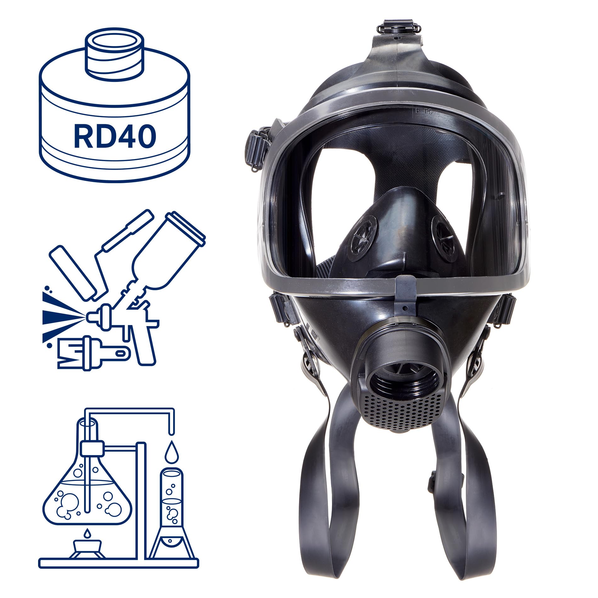Dräger Panorama Nova RA | Máscara de protección completa con filtro de protección civil contra emergencias biológicas y químicas