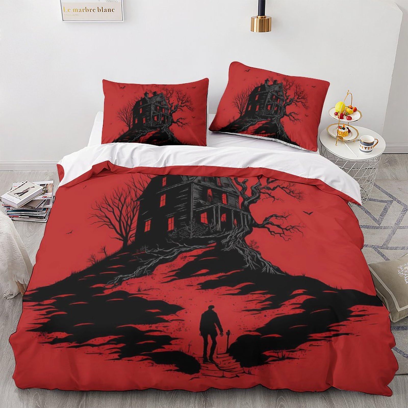 Housse de couette 3D horror art parure de lit double 200x200cm 3pcs