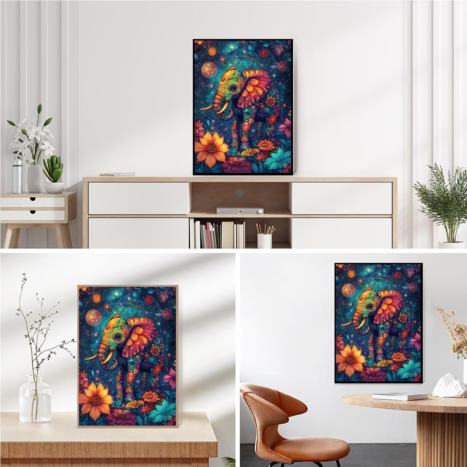 Diamond Painting Kit Completo, Diamond Painting Elefante, 5D Quadrato Pittura Diamante Kit Manualidades Adultos DIY Diamantini Crystal Art Disegni Ricamo Punto Croce Artigianale, 60x90cm Fiori j0-597