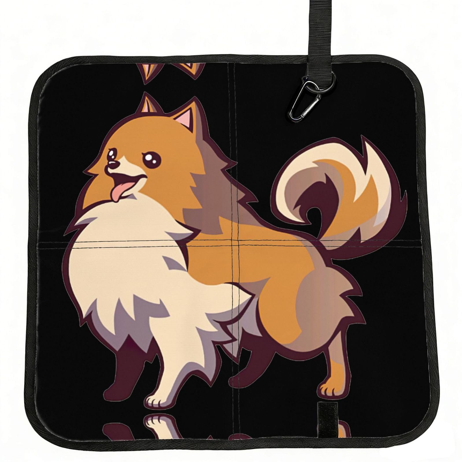 SDEGTHO Cartoon Pomeranian Dog Printed Foldable Seat Pad with Closure, Lightweight Cushion for Airplane Travel Camping