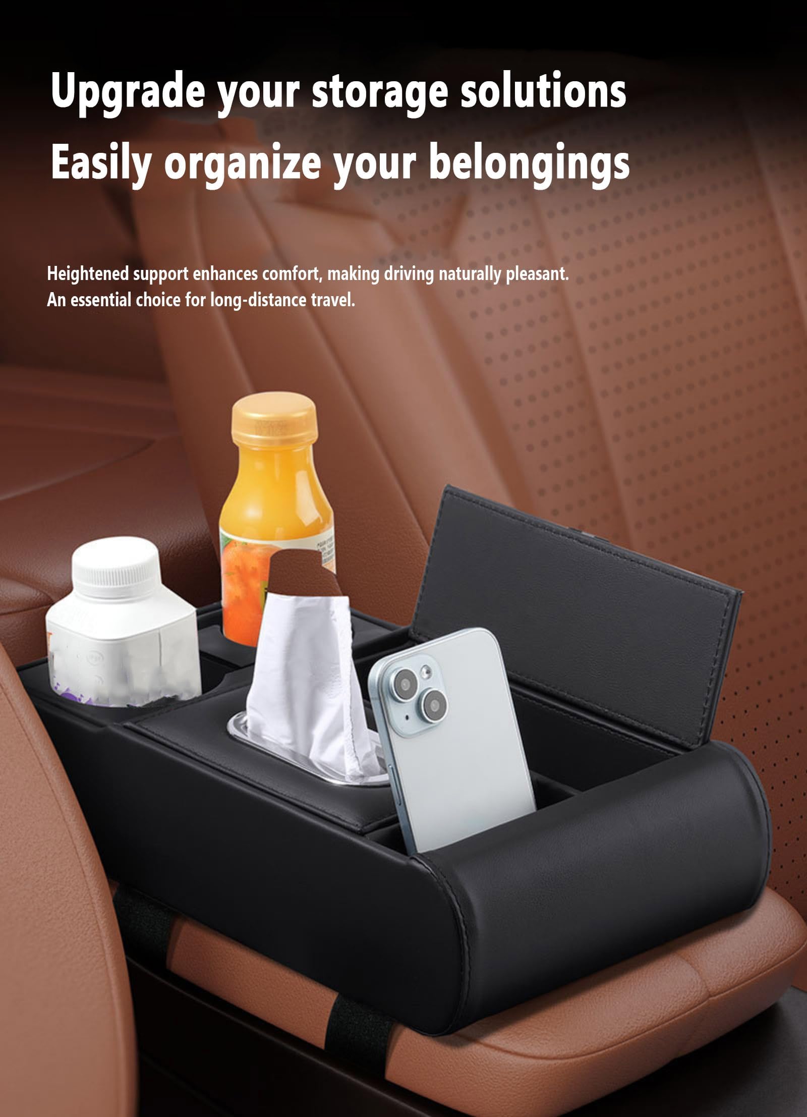 Organizer per Bracciolo Auto per Opel Grandland 2017–2022 2023 2024 2025 2026, Scatola Portaoggetti, Multiuso Tappetino per Bracciolo Auto, Accessori Interni Auto, Organizer Consolle