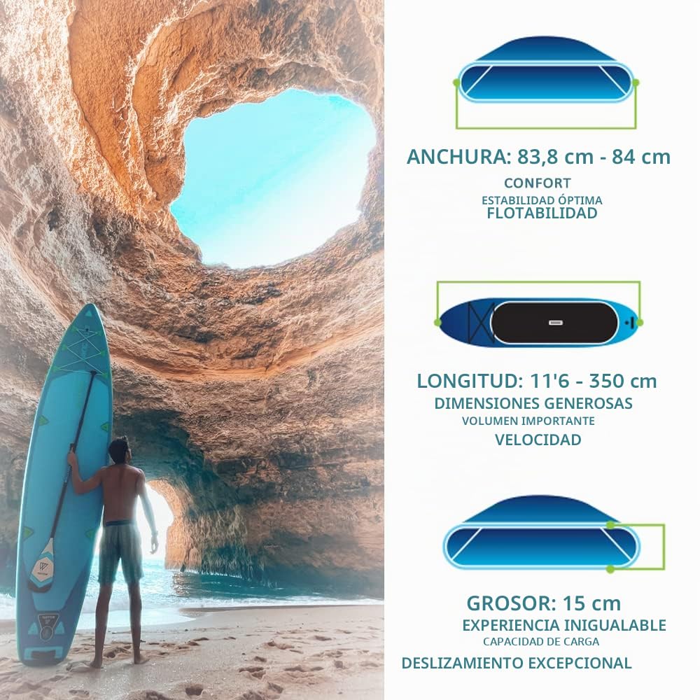 Wattsup - PB -WPIK116K - Wattsup Pike 11'6 (Combo de Kayak) - Espesor 15 cm - Drop - Puntada - rígido y Robusto - 150 kg