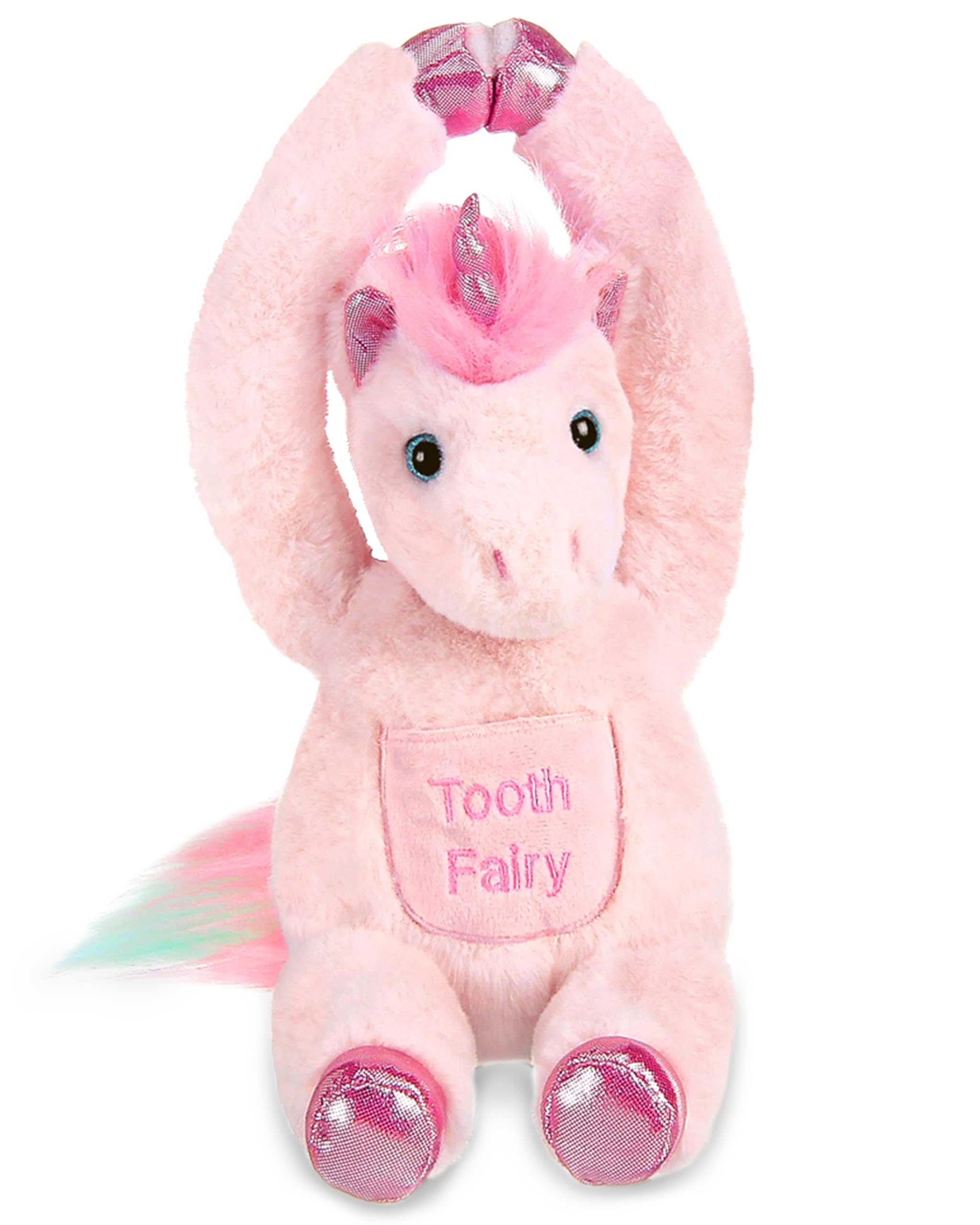 Bearington Lil' Shimmers The Pink Unicorn Plush, 12 Inch Tooth Fairy Stuffed Animal