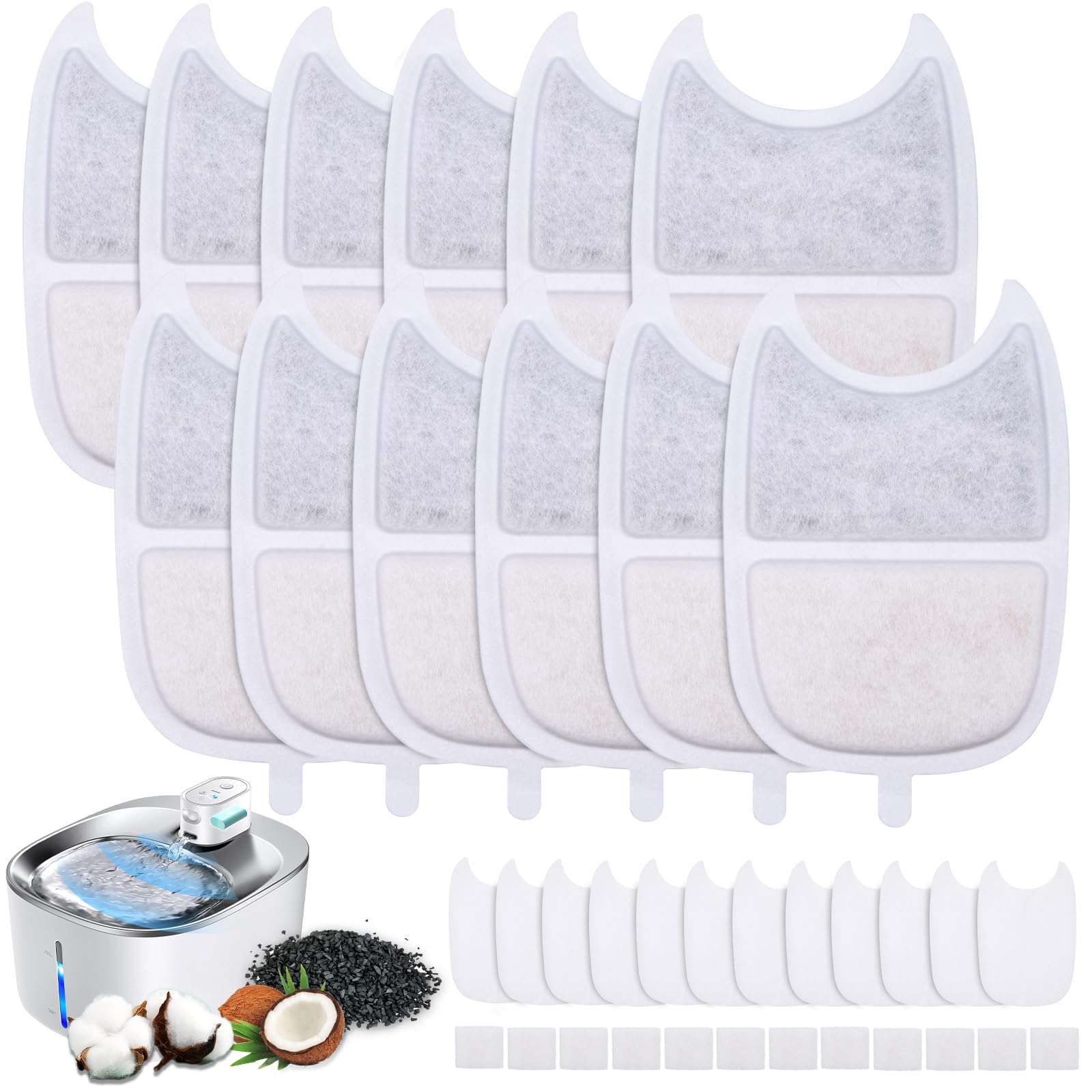 12 Filtros de Fuente de Agua para Gatos, Filtros de Gato para Fuente de Agua, Filtros de Fuente de Agua para Mascotas, Filtros de Agua para Fuente de Agua para Gatos de 4 L