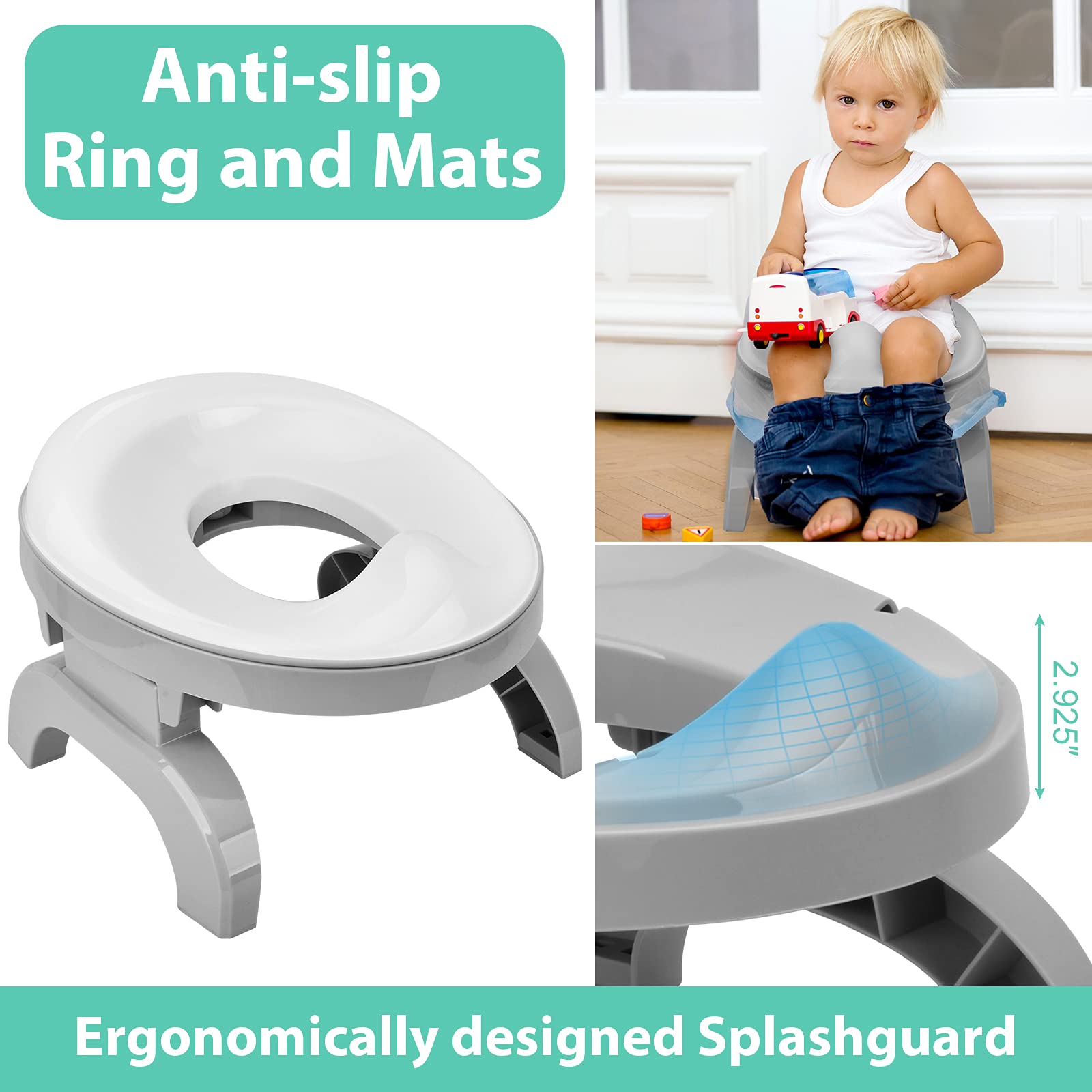 BATTOP Portable Potty for Toddler Travel Potty Training Seat Kids 2in