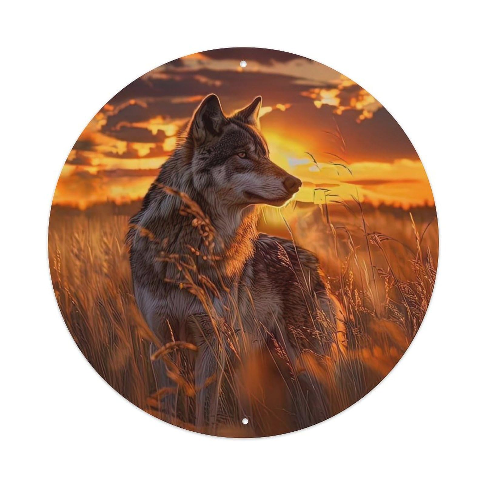 Animal Wolves in The Sunset Metal Tin Sign