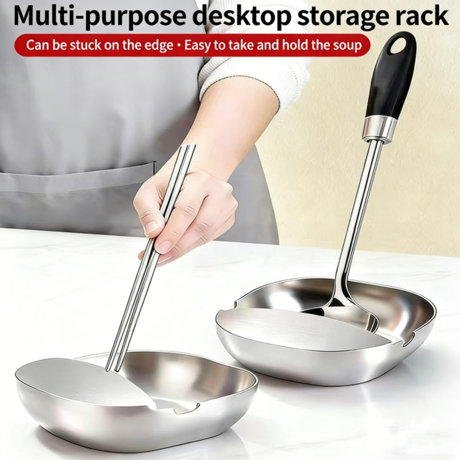 Soporte para cucharas de acero inoxidable 304 y soporte multiusos para utensilios de cocina, soporte de utensilios de acero inoxidable para encimera de cocina, soporte de cuchara resistente, soporte