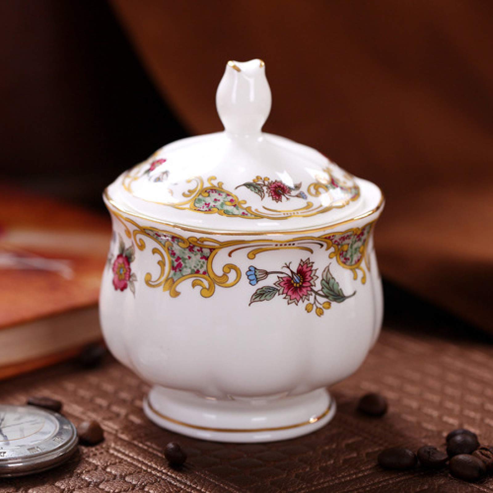 Zestaw filiżanek do espresso, kubki kawy, 15 sztuk zestawów herbaty dla dorosłych z dzbankiem Popołudniowa filiżanka i spodek porcelany kostnej Cukiernica dzbanek na mleko Prezent ślub
