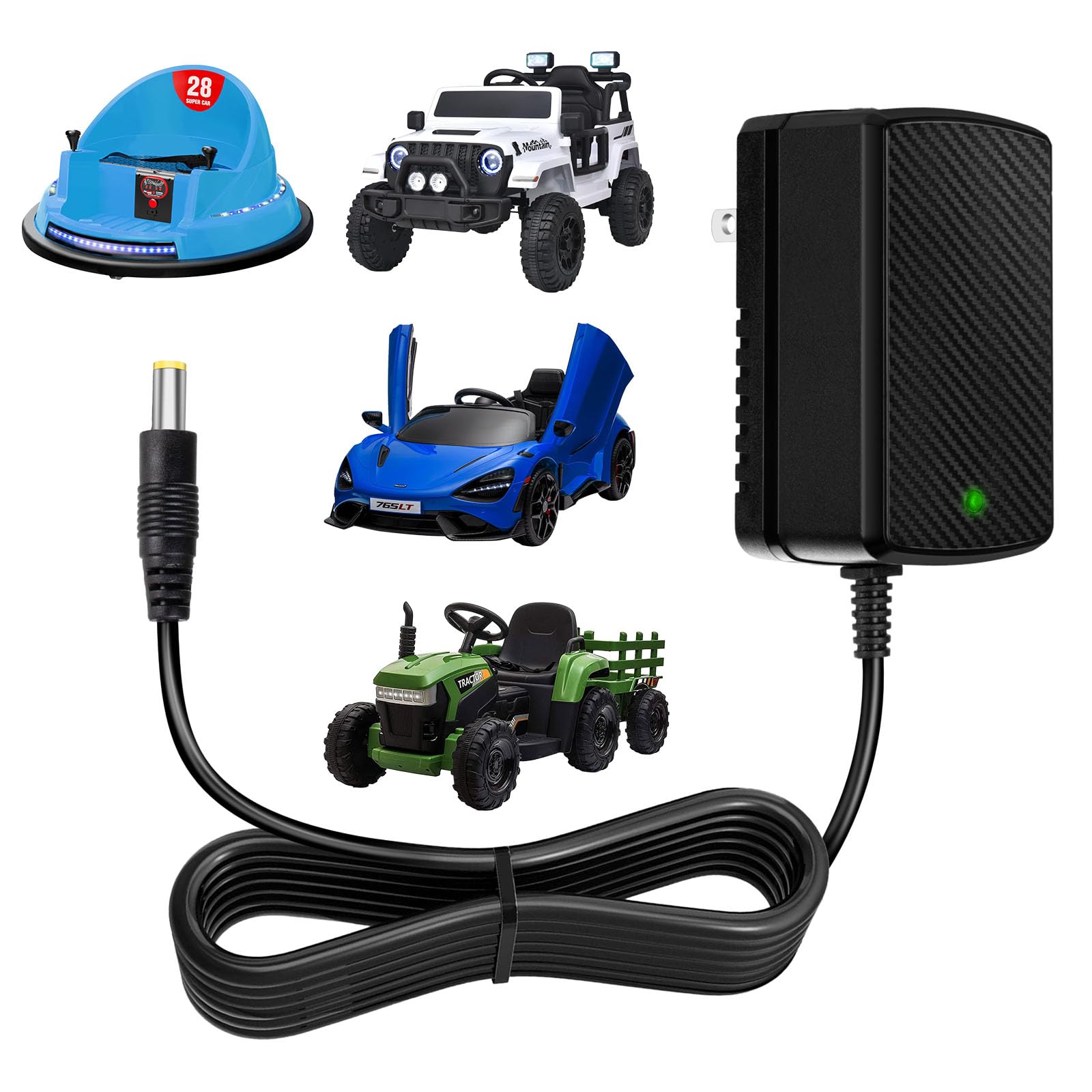 12V Battery Charger for Kids' Ride-On Car Toys - Best Choice Products