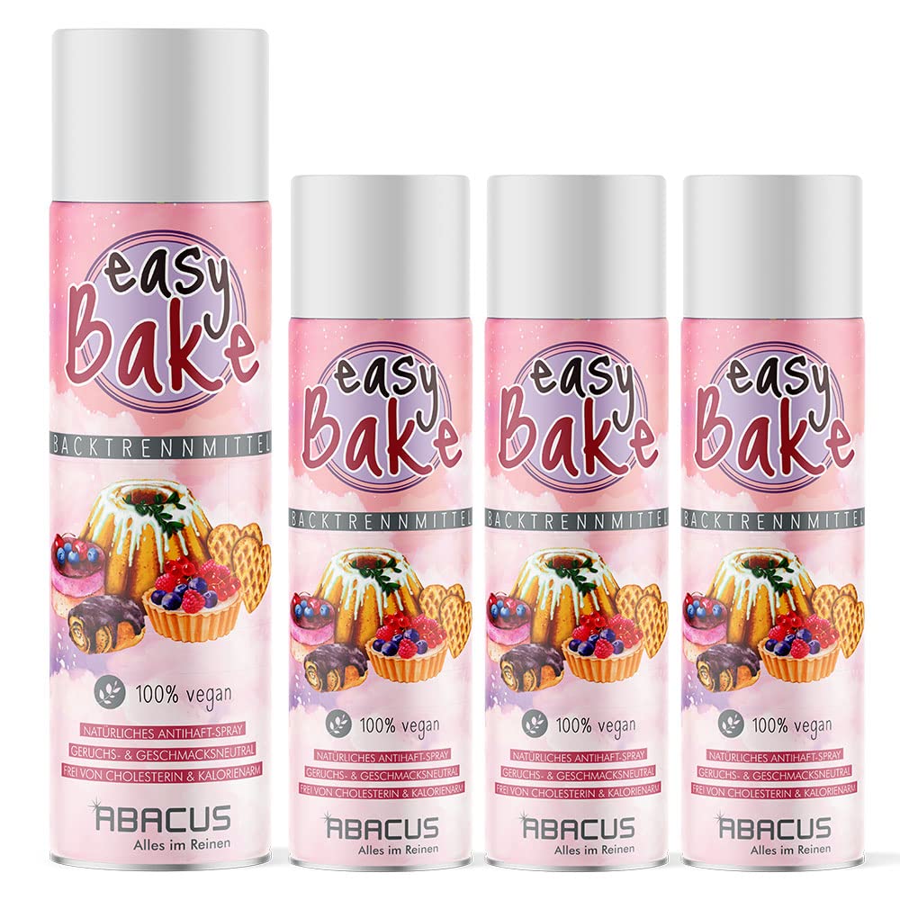 ABACUS® Backtrennspray, Backspray, Back-Trennmittel, veganes Trennspray zum Backen – Backtrennspray für alle Backformen – Backtrennspray 4x 200 ml (7626.4)