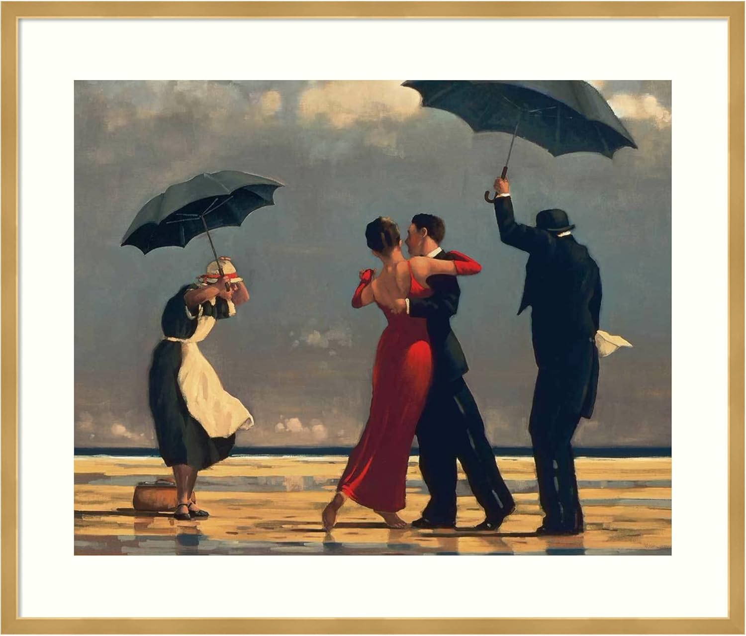 Amanti Art Framed Wall Art Print 26x33 The Singing Butler by Jack Vettriano, People Wall Art, Vintage Decor, Large Poster Painting Artwork for Living Room, Bedroom, Bathroom, Kitchen, Office