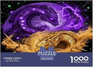 Comprar Puzzle Yin Yang 1000 Piezas – para Adultos Puzzle De Dragón Amarillo y Púrpura, Desafío Mental Y Juego Complejo, Decorativo, Regalo Ideal 70x50cm/1000pcs