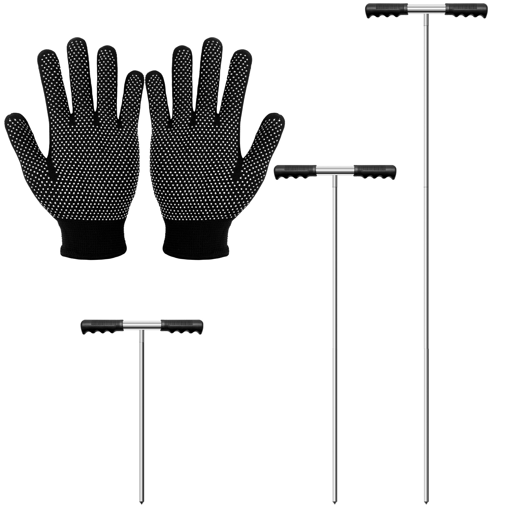 Tige de sonde de sol avec gants et poignée en T pour inspecter le terrain