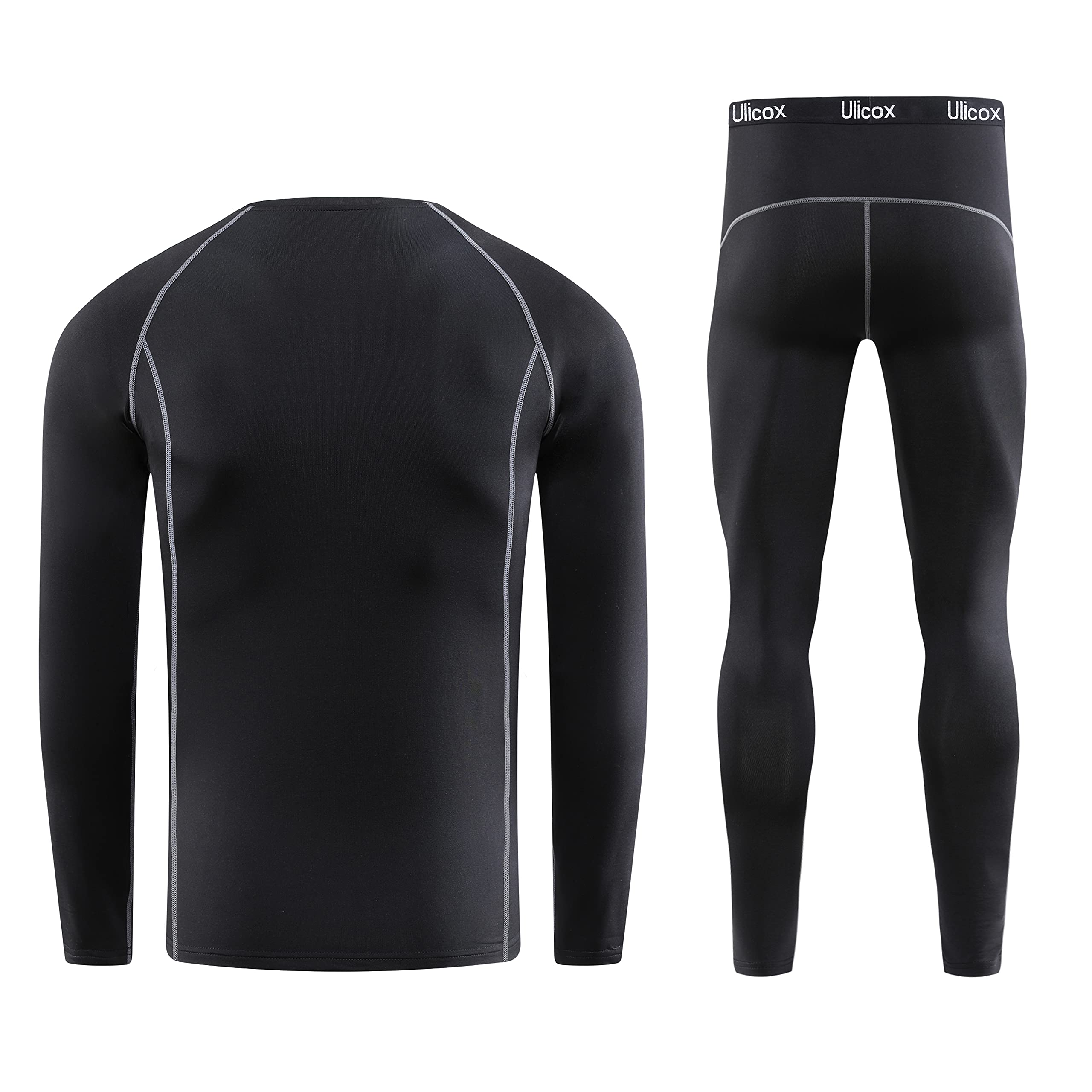 Ulicox Biancheria Intima Termica da Uomo Set Intimo Termico Traspirante Asciugatura Rapida Nero S-2XL
