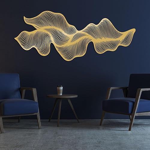 Arte de pared de metal de línea abstracta, decoración de pared moderna de lujo, decoración de pared geométrica irregular, arte de pared de línea