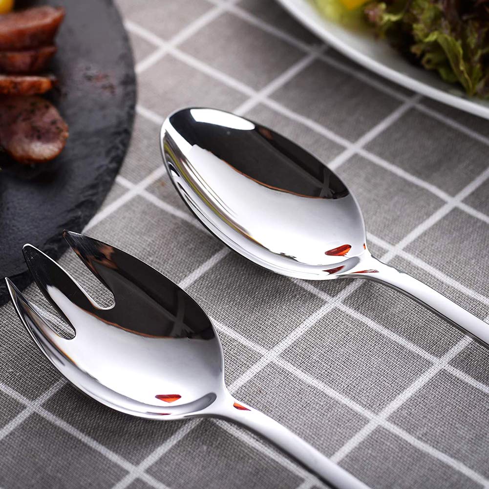 Set Posate Da Portata In Acciaio Inox: 2 Cucchiai Per Insalata E Riso, 20 E 25 Cm