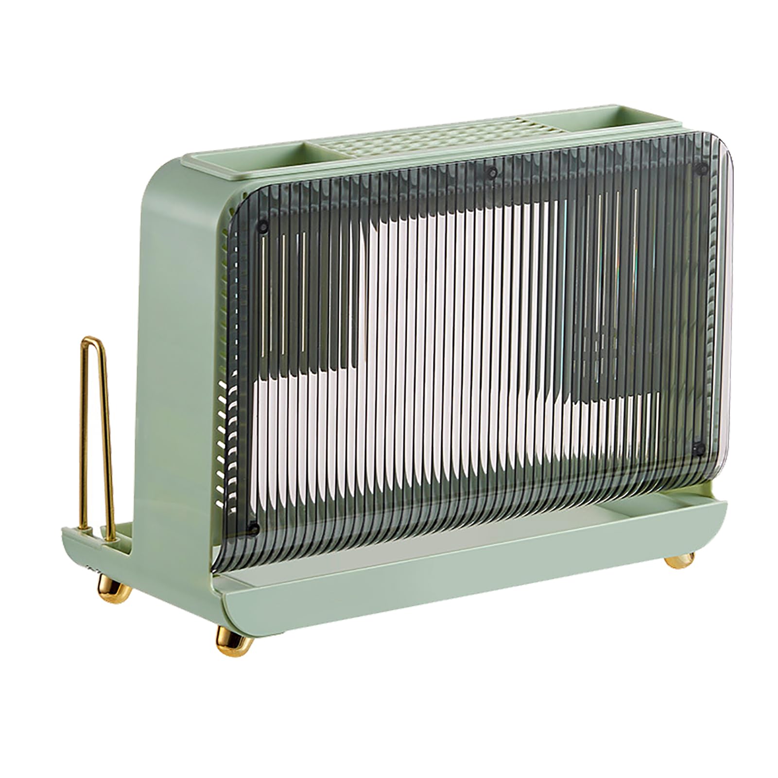 Kitchen Utensil Holder, Chopsticks Spoons Storage Rack Utensil Organizer with Detachable Drain Holes for Countertop (Green)