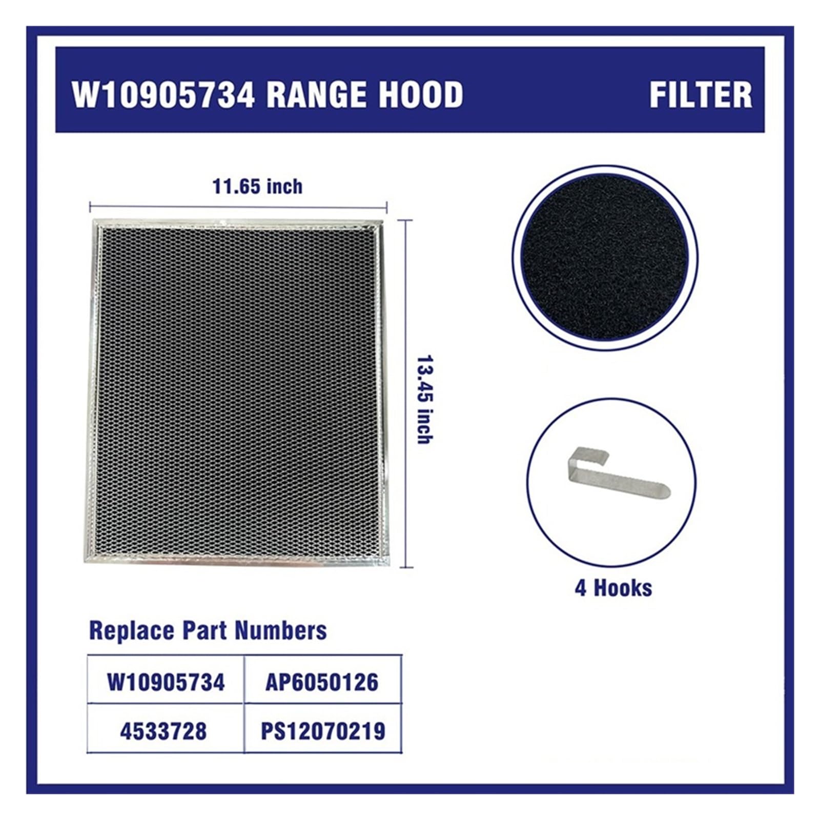 B02C Accessori for Cappa Aspirante Filtro Di Ricambio Da 4 Pezzi, Compatibile Con Whirlpool, Parti W10905734