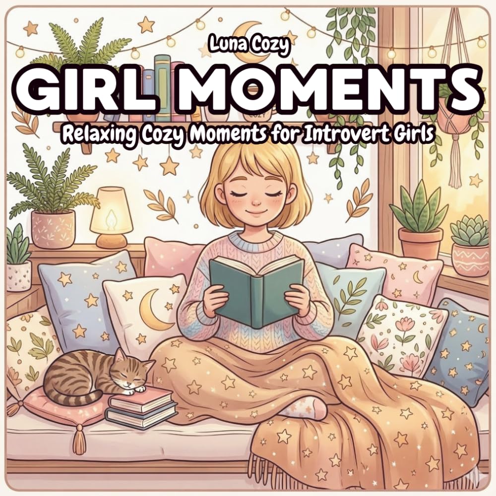 Cozy Moments Coloring Mook: Cute & Cozy Introvert Life Scenes for Relaxation and Calm Coloring for Adults and Teens (Cozy Girl Moments Coloring Series)