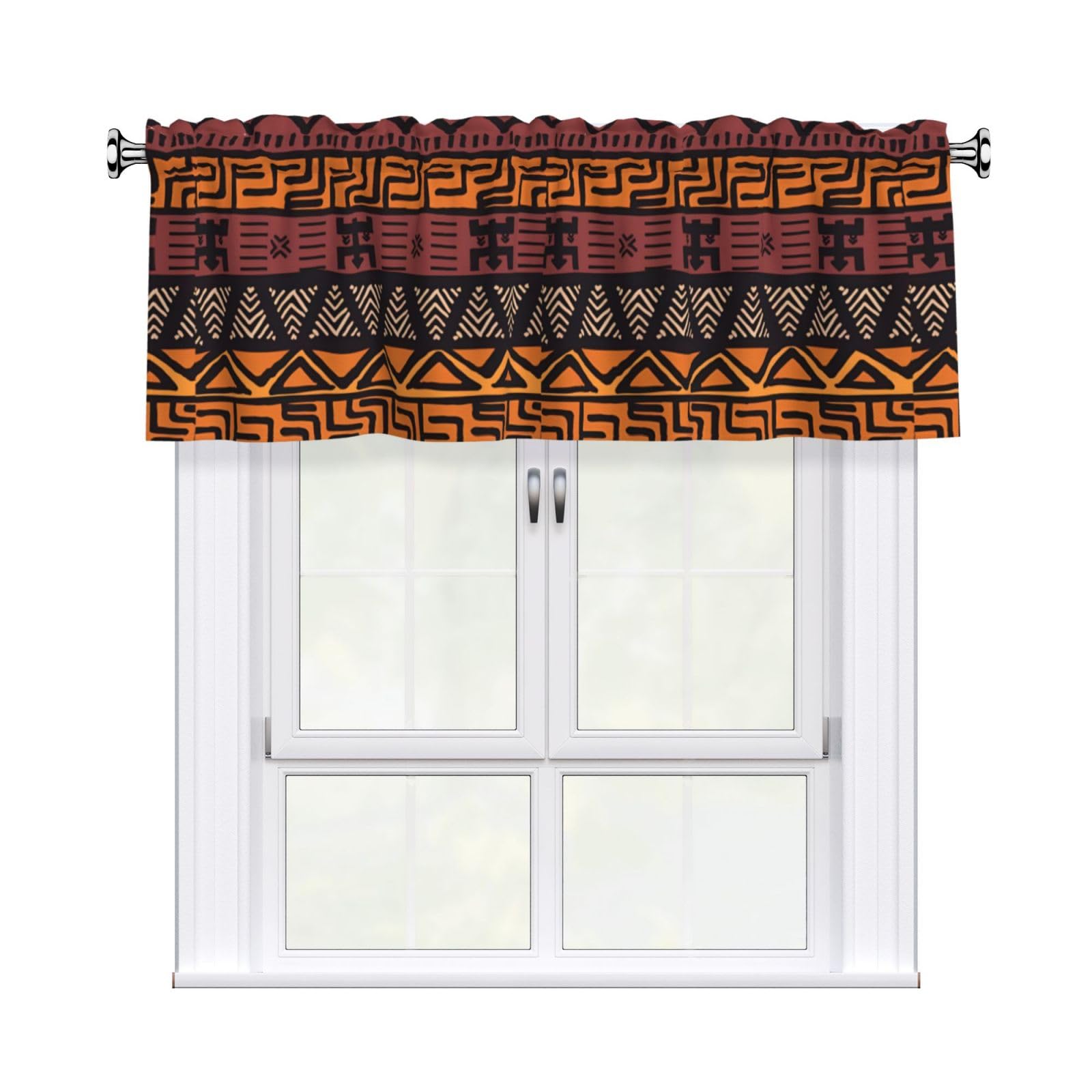 WHJSSF African Mud Cloth Tribal Prints Housewarming Gift – Peach Skin Window Valance 54x18 for a Cozy Kitchen Refresh
