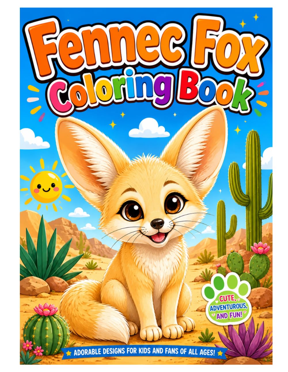 Fennec Fox Coloring Book: Cute Desert Foxes, Adorable Animal Scenes and Fun Coloring Pages for Kids and Adults